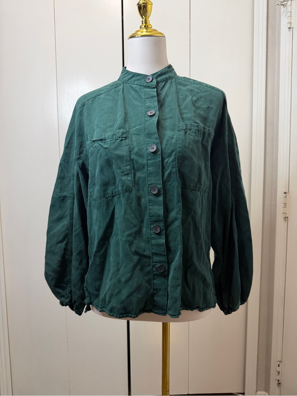 Zara Dark Teal Female Button-Front shirt